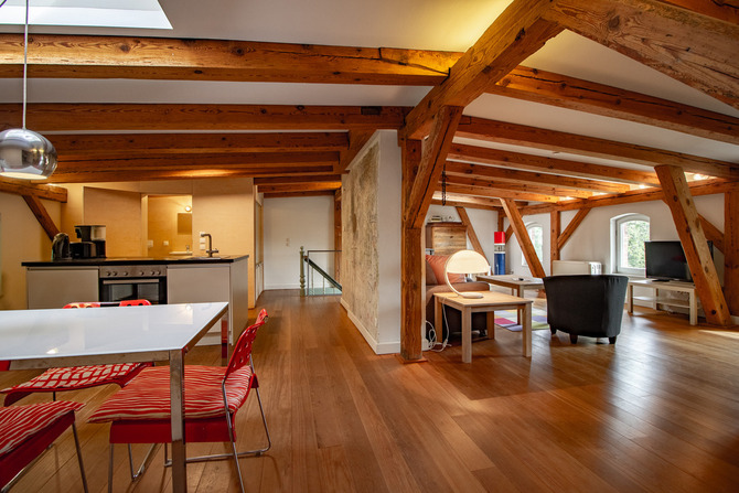 Ferienwohnung in Barhöft - Matrosendeck - Lotsenhaus Barhöft - Matrosendeckwohnung- offener Wohnbereich