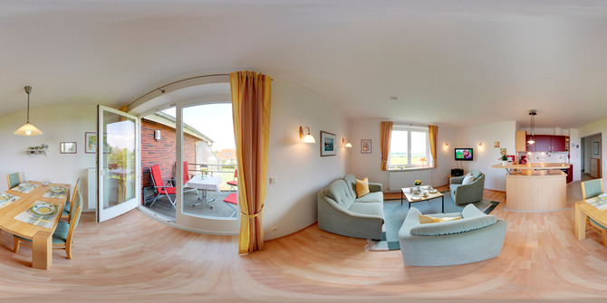 Ferienwohnung in Rettin - Ferienhof Hansen Seeigel - Blick in das Wohn-/E&szlig;zimmer