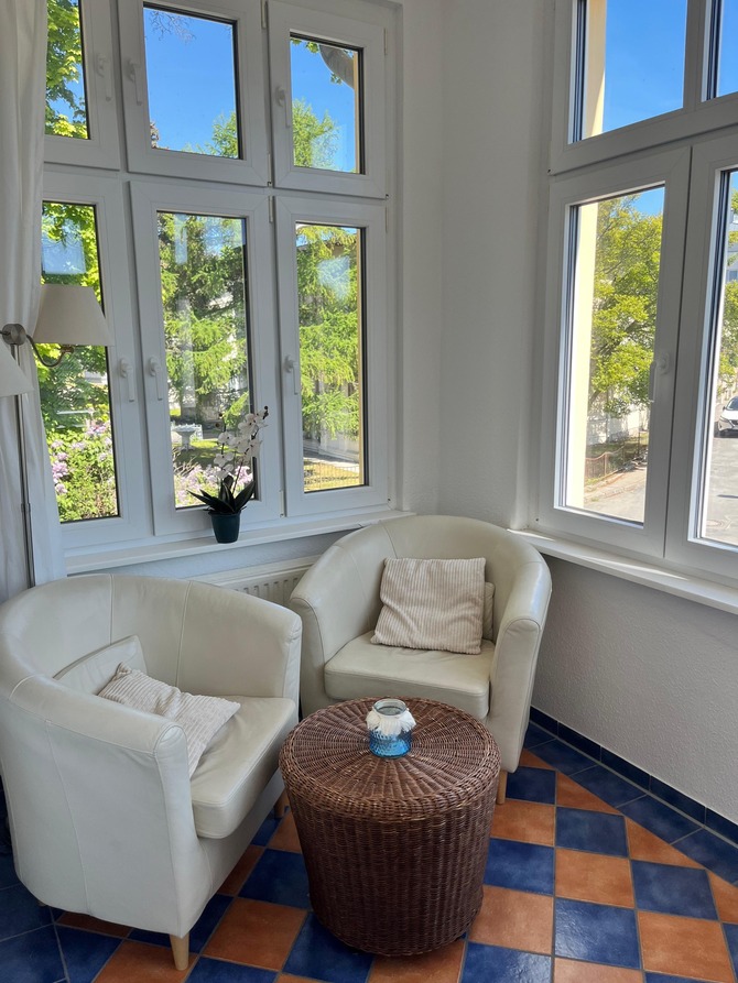 Ferienwohnung in Ostseebad Heringsdorf - Sonnenschein FeWo 3 - Sitzecke im Wintergarten