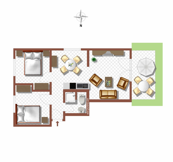 Ferienwohnung in Prerow - Haus zur See - WG Gruzdz - Grundriss - FeWo