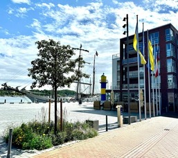 Apartment 8 "MEERZEIT" Blickrichtung Innenstadt / Binnenhafen West