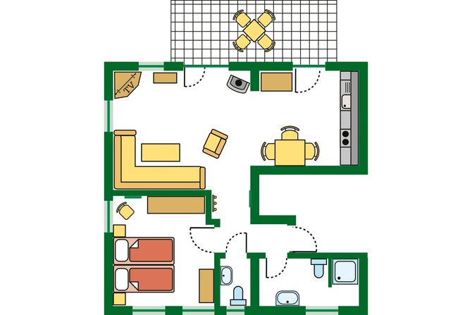 Ferienwohnung in Ostseeheilbad Zingst - Whg S, Ihr UrlaubsZuhause - Grundriss der Wohnung